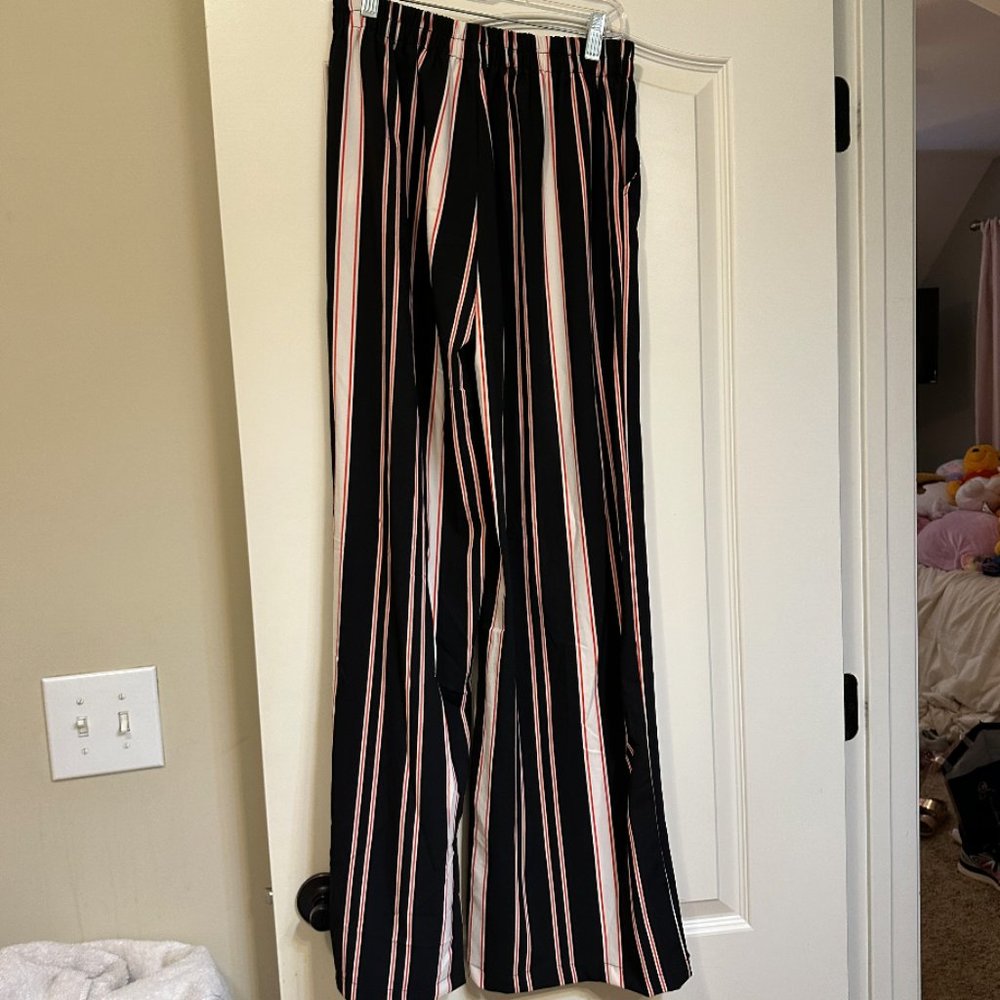 Black, White, and Red Striped Pants - Picture 3 of 3